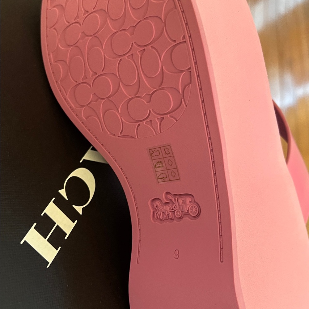 COACH Women's Sculpted Platform "C" Logo Leather Flip Flop - Picture 7 of 16